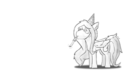 Size: 3840x2160 | Tagged: safe, artist:venseyness, oc, oc:sinrar, pegasus, pony, hat, high res, male, party hat, party horn, stallion