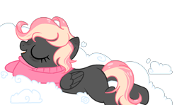 Size: 1519x900 | Tagged: safe, artist:rose-moonlightowo, oc, oc only, oc:pixie dust, pegasus, pony, clothes, cloud, female, mare, simple background, solo, sweater, transparent background