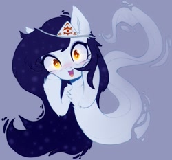 Size: 1953x1819 | Tagged: safe, artist:astralblues, oc, oc only, ghost, ghost pony, original species, pony, undead, youkai, blushing, cheeks, cute, ear fluff, female, fluffy, gasp, gasping, happy, mare, shy, solo