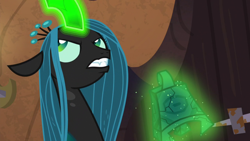 Size: 1920x1080 | Tagged: safe, screencap, queen chrysalis, pony, g4, my little pony: friendship is magic, the ending of the end, bell, female, grogar's bell, solo