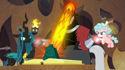Size: 1920x1080 | Tagged: safe, screencap, cozy glow, lord tirek, queen chrysalis, g4, the ending of the end, bell, grogar's bell