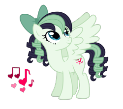 Size: 4695x4163 | Tagged: safe, artist:tenderrain-art, oc, oc only, pegasus, pony, absurd resolution, bow, female, hair bow, magical lesbian spawn, mare, offspring, parent:coloratura, parent:songbird serenade, simple background, solo, transparent background