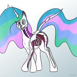 Size: 1800x1800 | Tagged: safe, artist:variant, princess celestia, alicorn, pony, freeny's hidden dissectibles, g4, bone, dissectibles, female, mare, organs, skeleton, solo