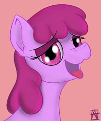 Size: 2480x2974 | Tagged: safe, artist:naen, berry punch, berryshine, earth pony, pony, g4, dog lip, drunk, female, go home you're drunk, high res, mare, pink background, simple background, solo