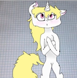 Size: 449x450 | Tagged: safe, artist:pawstheartest, oc, oc only, pony, unicorn, colored, graph paper, horn, looking up, solo, unicorn oc