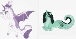 Size: 1024x532 | Tagged: safe, artist:theartfox2468, oc, oc only, oc:ignatus scintilla, oc:jade gemstone, dracony, hybrid, female, interspecies offspring, male, offspring, parent:rarity, parent:spike, parents:sparity, simple background, white background