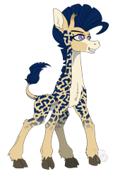 Size: 2648x3888 | Tagged: safe, artist:calena, derpibooru exclusive, oc, oc only, oc:procerus, giraffe, chest fluff, cloven hooves, confident, cute, ear fluff, high res, requested art, simple background, solo, transparent background
