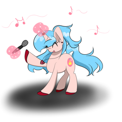 Size: 1000x1000 | Tagged: safe, artist:kaggy009, oc, oc only, pony, unicorn, ask peppermint pattie, female, happy, magic, mare, microphone, solo
