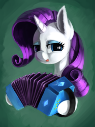 Size: 853x1140 | Tagged: safe, artist:usager, rarity, pony, g4, accordion, female, musical instrument, solo, tongue out