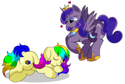 Size: 6500x4400 | Tagged: safe, artist:rainbowtashie, oc, oc:princess luminescent love, oc:rainbow tashie, alicorn, earth pony, pony, alicorn oc, alicorn princess, butt, commissioner:bigonionbean, cutie mark, eyes closed, female, flank, flying, fusion, fusion:princess cadance, fusion:princess luna, horn, mare, nintendo 64, plot, rainbow tashie, simple background, sleeping, transparent background, wings, writer:bigonionbean