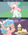 Size: 640x800 | Tagged: safe, edit, screencap, cozy glow, pegasus, pony, frenemies (episode), g4, season 9, the ending of the end, a better ending for cozy, caption, comments more entertaining, cozy deserved this, cozy glow drama, cozybetes, cozybuse, cozylove, cupcake, cute, drama, female, filly, food, hoof hold, image macro, meme, petrification, punish the villain, punishment, solo, stacked, text