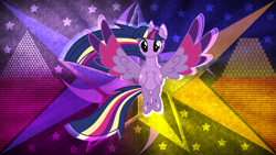 Size: 3840x2160 | Tagged: safe, artist:ashidaru, artist:laszlvfx, edit, twilight sparkle, alicorn, pony, g4, female, high res, rainbow power, solo, twilight sparkle (alicorn), wallpaper, wallpaper edit