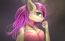 Size: 2560x1600 | Tagged: safe, artist:ssnerdy, fluttershy, gynoid, robot, anthro, g4, breasts, busty fluttershy, female, flutterbot, looking at you, solo