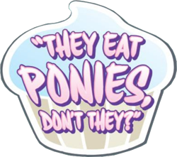 Size: 532x470 | Tagged: safe, idw, g4, spoiler:comic, spoiler:friendship in disguise, spoiler:friendship in disguise02, background removed, cropped, cupcake, food, implied vore, no pony, simple background, transparent background