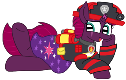 Size: 1401x896 | Tagged: safe, artist:徐詩珮, fizzlepop berrytwist, tempest shadow, series:sprglitemplight diary, series:sprglitemplight life jacket days, series:springshadowdrops diary, series:springshadowdrops life jacket days, g4, alternate universe, clothes, female, marshall (paw patrol), paw patrol, sexy, simple background, transparent background, ultimate rescue