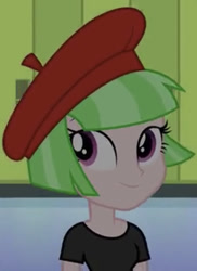 Size: 523x720 | Tagged: safe, screencap, drama letter, watermelody, equestria girls, g4, beret, cropped, cute, female, hat, looking at you, melodorable, solo
