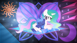 Size: 3840x2160 | Tagged: safe, artist:inaactive, artist:laszlvfx, edit, princess celestia, princess luna, pony, g4, equestria's best big sister, eyes closed, female, filly, high res, hug, lying down, prone, royal sisters, sibling love, siblings, sisterly love, sisters, sleeping, sparkly mane, sparkly tail, wallpaper, wallpaper edit, wing blanket, winghug, woona, young celestia, younger