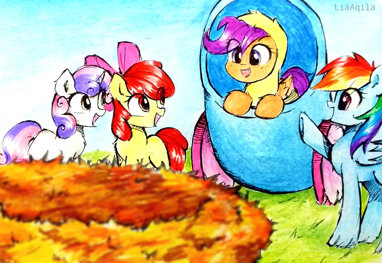 Safe Artist Liaaqila Apple Bloom Rainbow Dash Scootaloo