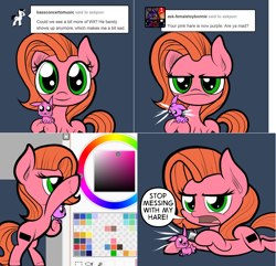 Size: 1664x1602 | Tagged: safe, artist:wadusher0, oc, oc:pun, hare, pony, ask pun, ask, color wheel, fourth wall