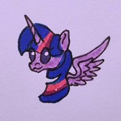 Size: 1080x1080 | Tagged: safe, artist:galaxy.in.mind, twilight sparkle, alicorn, pony, g4, bust, female, horn, mare, smiling, solo, traditional art, twilight sparkle (alicorn), wings