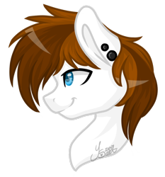 Size: 1080x1159 | Tagged: safe, artist:silentwolf-oficial, oc, oc only, earth pony, pony, bust, ear piercing, earth pony oc, piercing, signature, simple background, smiling, solo, transparent background