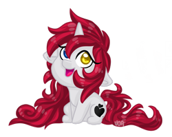 Size: 1357x1078 | Tagged: safe, artist:silentwolf-oficial, oc, oc only, pony, unicorn, female, heart, heterochromia, horn, mare, open mouth, simple background, smiling, solo, transparent background, unicorn oc