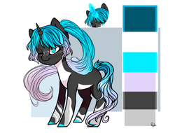 Size: 2806x2137 | Tagged: safe, artist:intfighter, oc, oc only, pony, unicorn, colored hooves, freckles, glowing horn, high res, horn, one eye closed, reference sheet, solo, unicorn oc, wink
