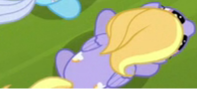 Size: 197x89 | Tagged: safe, part of a set, screencap, cloud kicker, pegasus, pony, g4, the cart before the ponies, both cutie marks, female, mare, overhead view, picture for breezies, solo