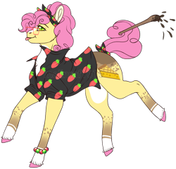 Size: 843x810 | Tagged: safe, artist:malinraf1615, li'l cheese, earth pony, pony, g4, the last problem, :p, alternate hairstyle, bandana, chest fluff, clothes, glasses, headcanon, male, markings, older li'l cheese, raised hoof, raised leg, redesign, shirt, simple background, spoon, stallion, tongue out, transparent background, unshorn fetlocks, wooden spoon