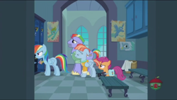 Size: 1280x720 | Tagged: safe, screencap, bow hothoof, rainbow dash, scootaloo, windy whistles, pegasus, pony, g4, parental glideance, crying, female, filly, lockers, male, mare, stallion