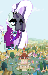 Size: 1280x2000 | Tagged: safe, artist:jhayarr23, edit, editor:jaredking779, coloratura, earth pony, pony, g4, countess coloratura, female, giant pony, giant/macro earth pony, giantess, macro, mare, mega giant, ponyville, ponyville town hall