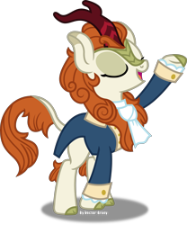 Size: 3927x4725 | Tagged: safe, artist:vector-brony, autumn blaze, kirin, sounds of silence, a kirin tale, absurd resolution, awwtumn blaze, broadway, clothes, cute, eyes closed, female, hamilton, musical, open mouth, raised hoof, reference, simple background, singing, solo, transparent background, vector