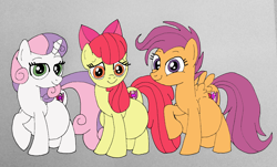 Size: 1138x687 | Tagged: safe, artist:mj455, apple bloom, scootaloo, sweetie belle, earth pony, pegasus, pony, unicorn, g4, adorabloom, belly, big belly, cute, cutealoo, cutie mark crusaders, diasweetes, female, looking at you, mare, momma scoots, mommabloom, older, older apple bloom, older cmc, older scootaloo, older sweetie belle, pregbloom, preggy belle, pregnant, pregnant apple bloom, pregnant scootaloo, pregnant sweetie belle