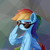 Size: 2000x2000 | Tagged: safe, artist:emeraldgalaxy, rainbow dash, pegasus, pony, g4, chest fluff, chromatic aberration, ear fluff, female, grin, high res, looking at you, mare, sitting, smiling, solo, sunglasses, wing hands, wings