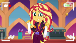 Size: 1920x1080 | Tagged: safe, screencap, sunset shimmer, equestria girls, g4, how to backstage, spoiler:eqg series (season 2), clothes, female, socks, solo