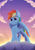 Size: 2800x4000 | Tagged: safe, artist:arcane-thunder, rainbow dash, pegasus, pony, :3, cliff, cloud, ear fluff, female, high res, majestic, mare, smiling, solo, sunset