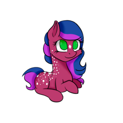 Size: 960x960 | Tagged: safe, artist:blurryface213, oc, oc only, oc:lolly, earth pony, pony, collaboration, earth pony oc, lying down, simple background, solo, stain, white background