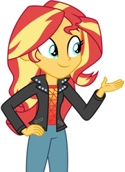 Size: 1024x1415 | Tagged: safe, artist:emeraldblast63, sunset shimmer, equestria girls, g4, clothes, female, hand on hip, jacket, mix and match, simple background, solo, transparent background, vector