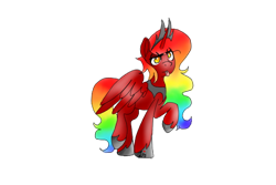 Size: 600x400 | Tagged: safe, artist:triscuit-cafe, oc, oc only, alicorn, pony, alicorn oc, hoof shoes, horn, multicolored hair, peytral, rainbow hair, raised hoof, simple background, solo, transparent background, wings