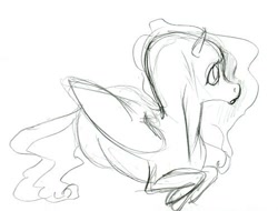 Size: 498x379 | Tagged: safe, artist:korppipoika, fluttershy, pegasus, pony, g4, female, lineart, lying down, mare, monochrome, prone, sketch, solo