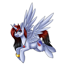 Size: 4000x4000 | Tagged: safe, artist:helemaranth, oc, oc only, alicorn, pony, alicorn oc, bracelet, flying, horn, jewelry, necklace, simple background, smiling, solo, transparent background, wings