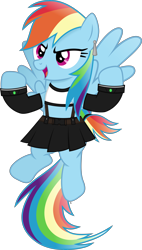Size: 2830x4969 | Tagged: safe, artist:anime-equestria, rainbow dash, pegasus, pony, g4, belt, clothes, costume, crossover, female, final fantasy, final fantasy vii, mare, simple background, skirt, solo, tank top, tifa lockhart, transparent background, vector, wings