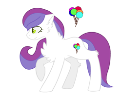 Size: 1252x1008 | Tagged: safe, artist:blurryface213, oc, oc only, oc:lollipop, earth pony, pony, balloon, chest fluff, earth pony oc, simple background, solo, white background