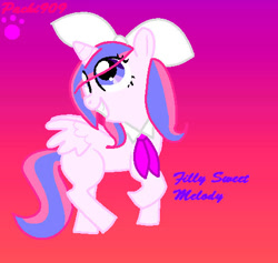 Size: 492x467 | Tagged: safe, artist:pokeloidpachiviray, oc, oc only, oc:sweet melody, alicorn, pony, alicorn oc, female, filly, horn, smiling, solo, wings