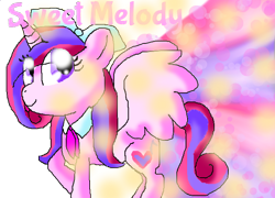 Size: 664x479 | Tagged: safe, artist:pokeloidpachiviray, oc, oc only, oc:sweet melody, alicorn, pony, alicorn oc, horn, simple background, solo, sonic rainboom, transparent background, wings