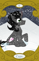 Size: 900x1400 | Tagged: safe, artist:sixes&sevens, pony, unicorn, colored horn, cup, curved horn, horn, king of cups, male, reformed sombra, snow, sombra's cutie mark, stallion, story included, tarot card, wind