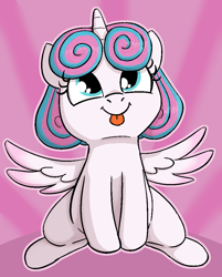 Size: 812x1008 | Tagged: safe, artist:heretichesh, princess flurry heart, alicorn, pony, g4, cute, female, filly, flurrybetes, looking at you, mlem, silly, smiling, solo, tongue out, weapons-grade cute, wings