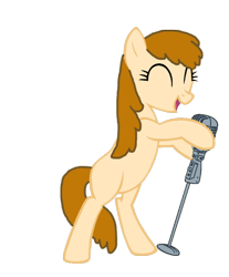 Size: 814x982 | Tagged: safe, artist:sachidashie, oc, oc only, oc:aggie, earth pony, pony, bipedal, earth pony oc, eyes closed, female, mare, microphone, simple background, singing, solo, transparent background