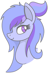 Size: 680x1028 | Tagged: safe, artist:chespi, oc, oc only, oc:tranquil waters, pony, bust, female, looking back, mare, raised eyebrow, simple background, smiling, transparent background