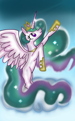 Size: 876x1400 | Tagged: safe, artist:crystaltheechidna, princess celestia, alicorn, pony, g4, female, mare, solo, spread wings, wings